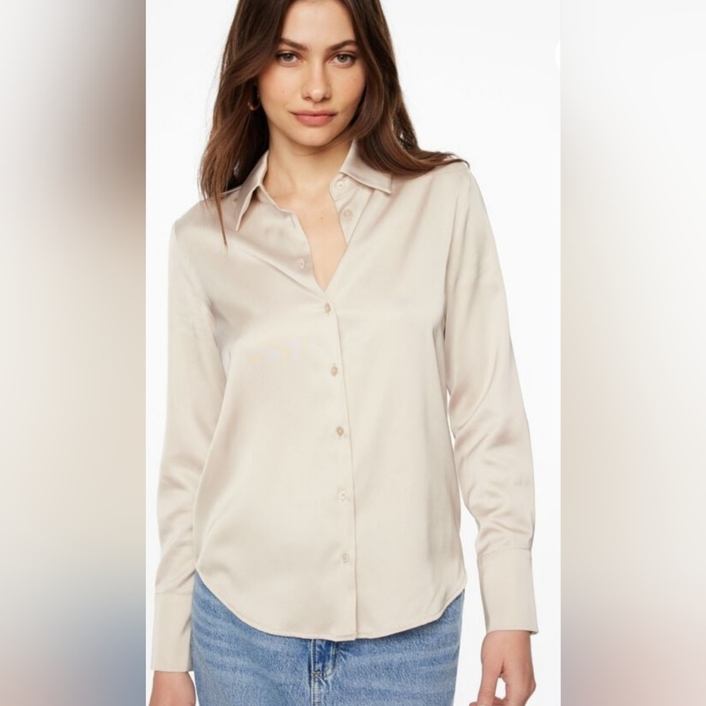 Dynamite Matisse Slim Satin Button Up Shirt